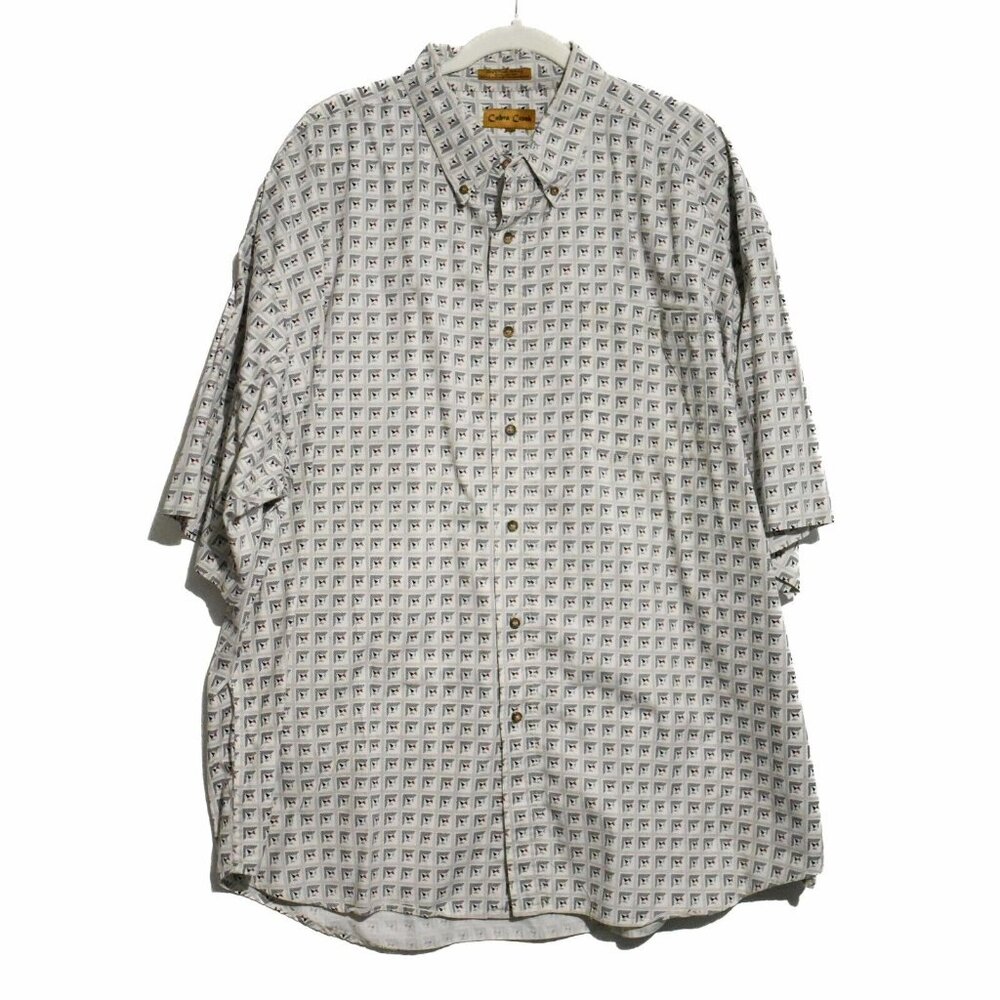 Cobra Creek Mens Gray Check Button Down Shirt Casual Collared Short Sleeve XXL